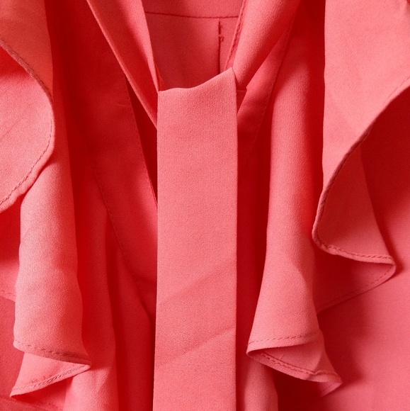 Orange ruffle blouse with tie - Picture 2 of 5